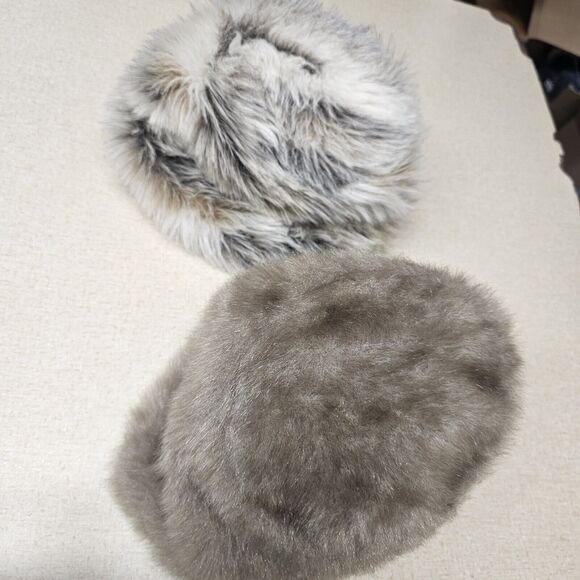 FAUX FUR Bucket Hats Lot of 2 Cossack Hats Vintage Sears Mob Wife Elegant Cozy - Picture 7 of 7